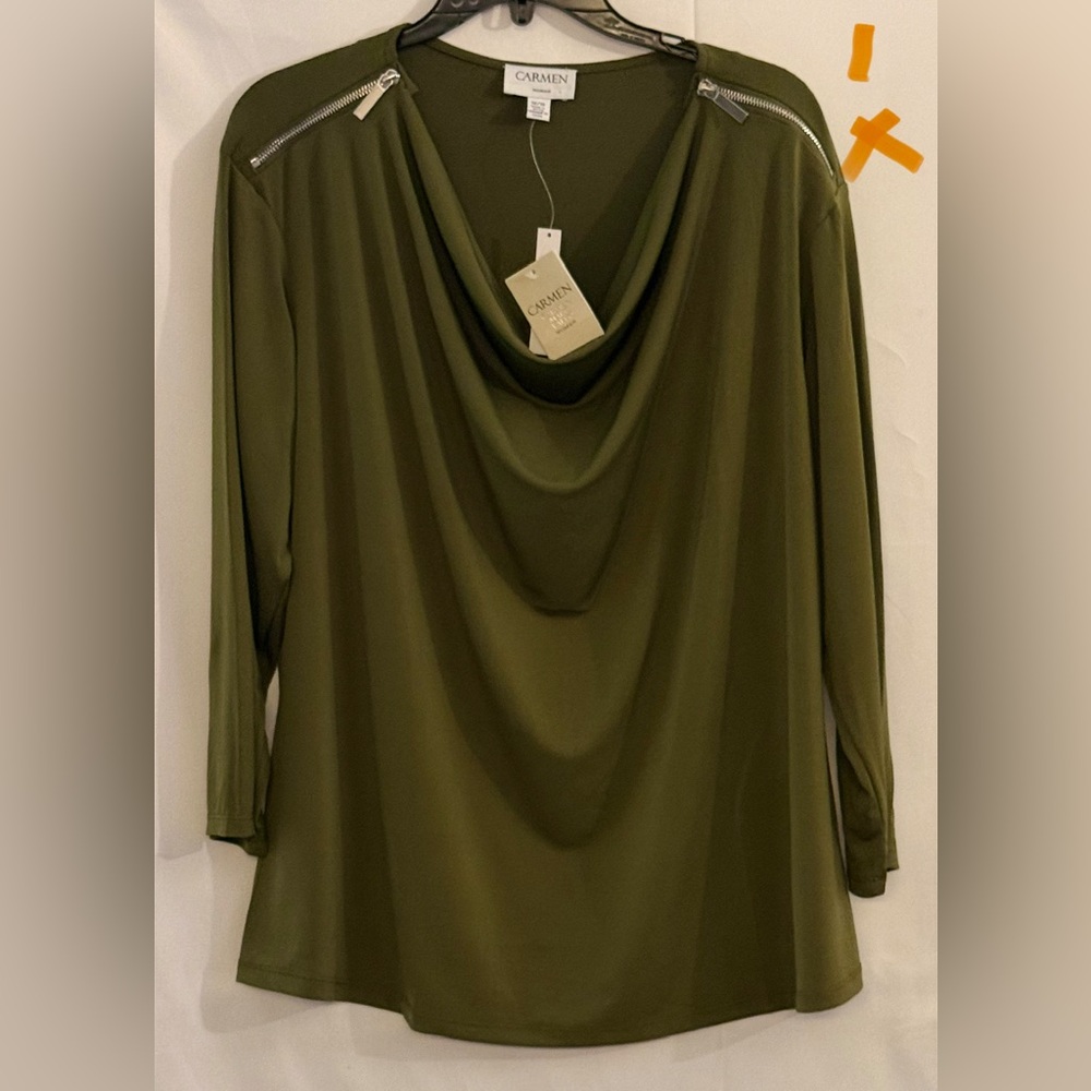 Carmen Women's Olive Draped Blouse